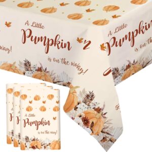 mehofond fall boho little pumpkin baby shower party plastic tablecloth autumn disposable party tablecloths a little pumpkin is on the way pumpkin thanksgiving party decorations tablecloth 3 pcs