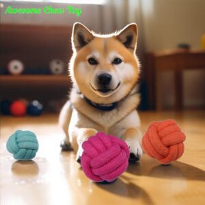 GOGOTAIL Dog Chew Toys, Dog Rope Balls Kit 2 Pack, Fun Interactive Cotton Balls for Medium to Large Dogs with a Diameter of 3 inches, Relieve Boredom, Chewing, Teething and Training, Light Orange.