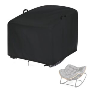 outdoor rocking chair cover,waterproof covers for patio egg rocking chair, indoor papasan chair cover,rattan wicker lounge chair cover(only cover) (black, 46x38x19in)