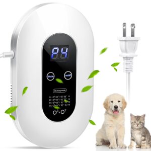 ozone odor eliminator for strong odor 99% cat litter deodorizer dog poof odor removal air ionizers home plug-in air purifier for bedroom, toilet, kitchen, pets, shoe, smoke, formaldehyde air freshener