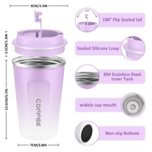 CS COSDDI 12 oz Stainless Steel Vacuum Insulated Tumbler - Coffee Travel Mug Spill Proof with Lid - Coffee Cups for Keep Hot/Ice Coffee,Tea and Beer