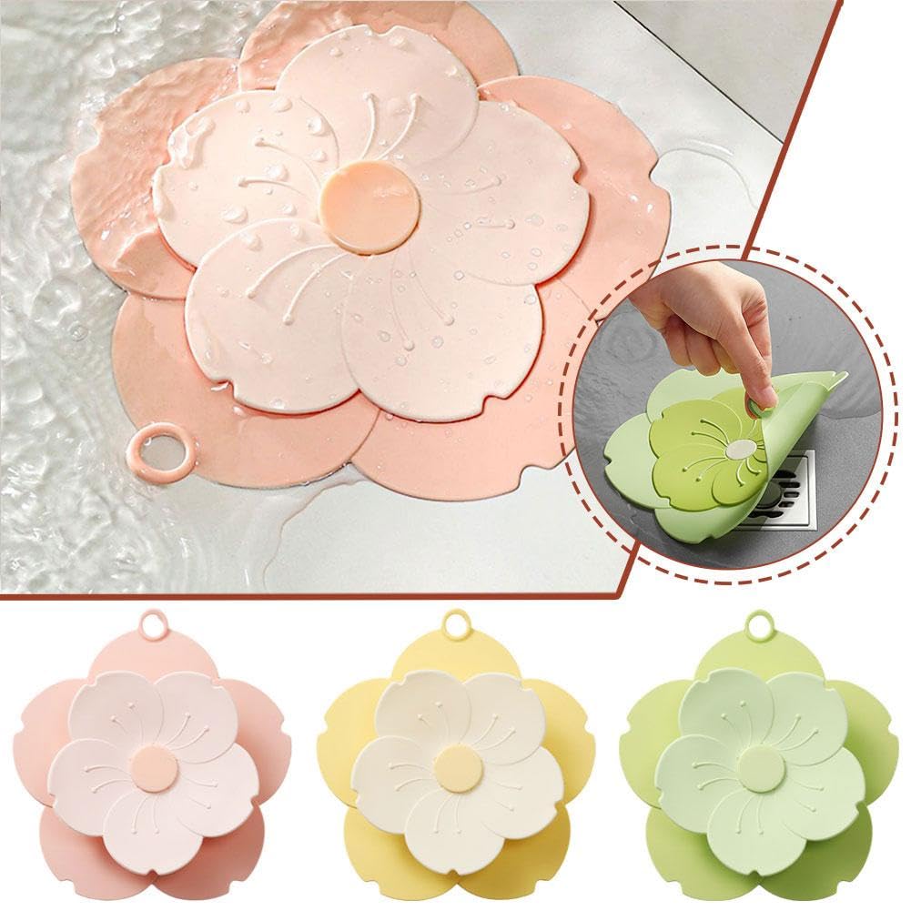 Bathtub Drain Cover Tub Stopper, Hair Catcher Strainer, 2024 New Kitchen Sink Drain Stoppers, Flower Shape Dual Use Silicone Floor Drain Cover, Drain Protector for Kitchen, Bathroom