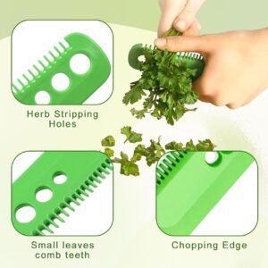 2 Pcs Herb Stripper Tool, Vegetable Herb Eliminator Comb for Kale,Chard, Collard Greens, Thyme, Basil, Cilantro Tool Kitchen Gadgets Green Leaf Herb Stripper (Green)