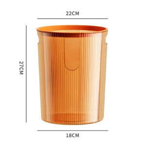 Plastic Trash Can, Small Waste Basket Clear Trash Can Plastic Wastebasket Orange Round Trash Can Garbage Container Bin for Bathroom Bedroom Living Room Kitchen Office