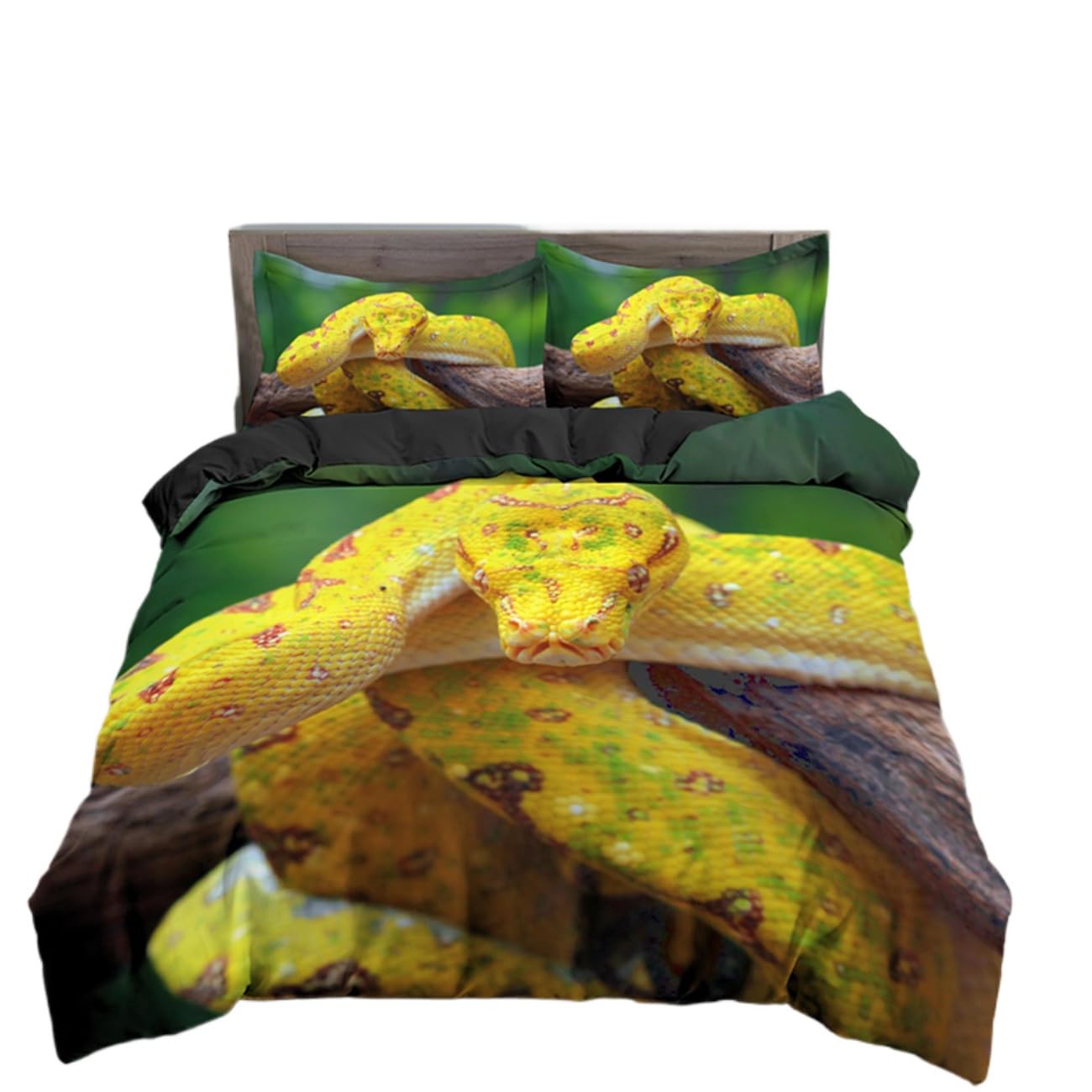 Snake Duvet Cover Animal Snake Quilt Covers Pillowcases Bedding Set King Queen Full Twin Size Bed Sets 2/3pcs Bedclothes with Pillowcase (US Queen,3)