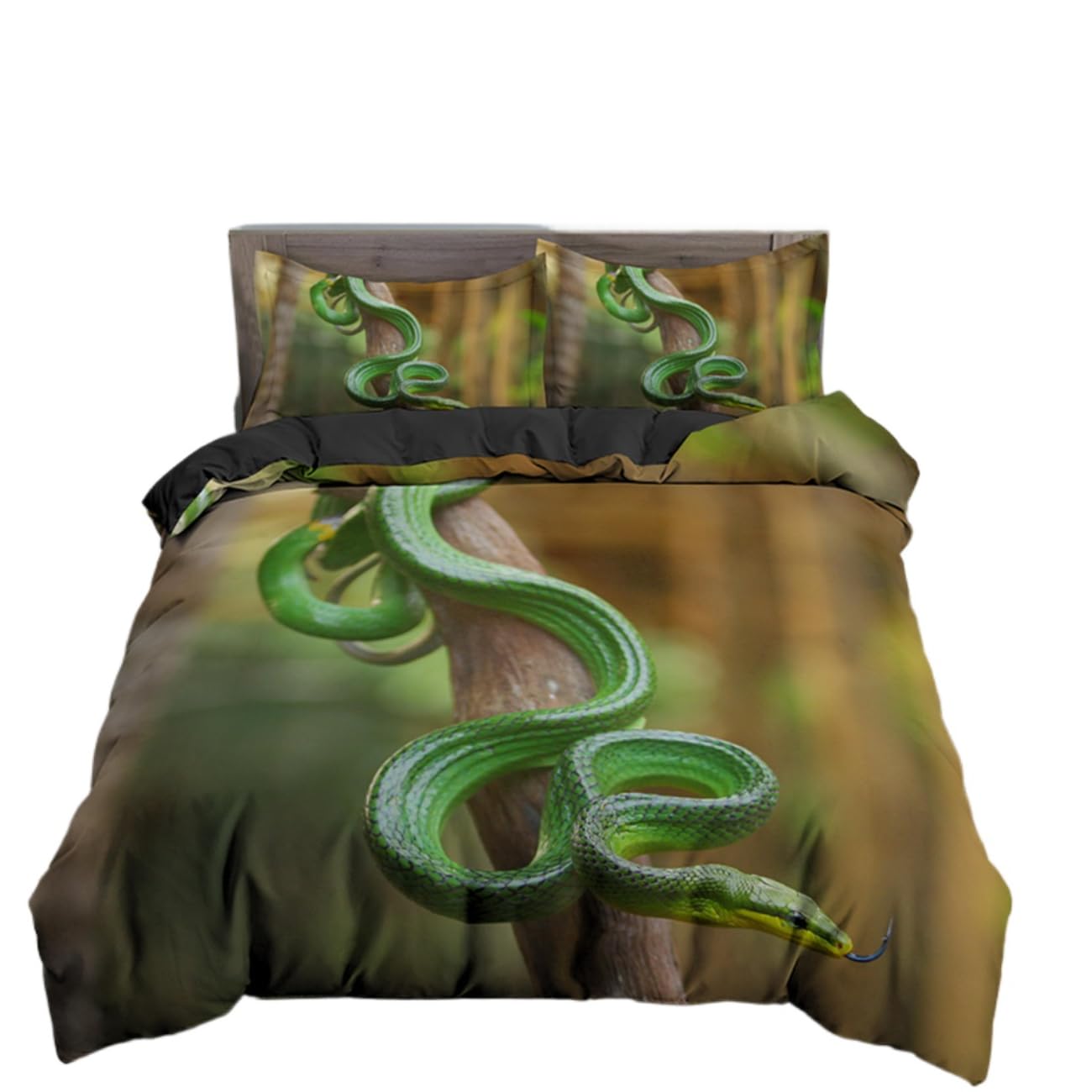 Snake Duvet Cover Animal Snake Quilt Covers Pillowcases Bedding Set King Queen Full Twin Size Bed Sets 2/3pcs Bedclothes with Pillowcase (US Queen,3)