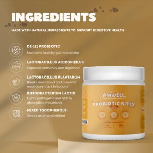 Aniwell Probiotics Chews for Digestive Health: Powered by Mixed Tocopherols, Supports Gut Health, Digestive Balance & Allergy Relief - 30 Soft Chews