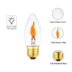 Sunaiony LED Flickering Light Bulbs E26 Flame Effect Bulb Standard Base, Fire Light Bulbs for Halloween Christmas Decoration, 2 Pack