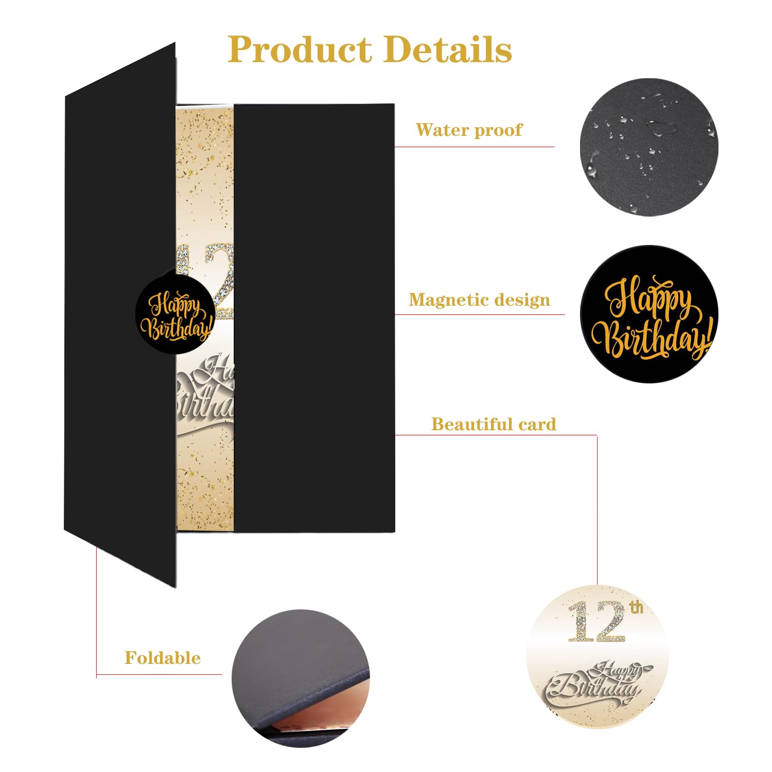 SIHPTO Black Gold Birthday Guest Book,Birthday Party Decorations for Men and Boys,Happy Birthday Signature Guest Book Party Supplies,18x12 Inches Birthday Guest Sign in Book