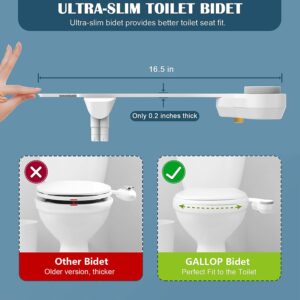 Bidet Attachment for Toilet - Left Hand Bidet Ultra-Slimt Non-Electric,Adjustable Water Pressure,Retractable Dual Nozzles for Frontal & Rear Wash - White Knob