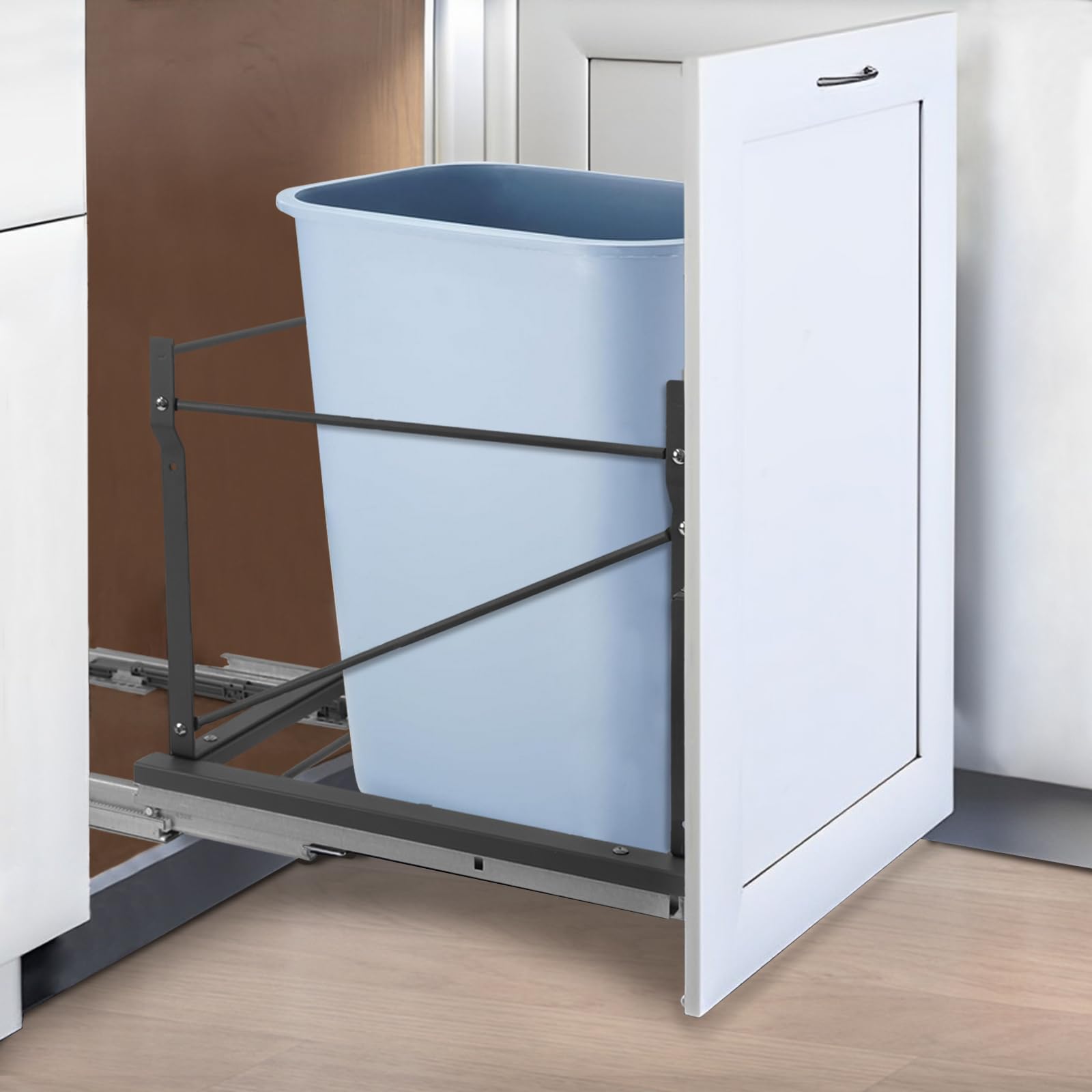 Ancaixin Pull Out Trash Can Under Cabinet, Cabinet Trash Can Pull Out Kit with Door Mounting Kit for Kitchen Trash Can, Under Sink Trash Can Shelf with Soft-Close Slides (Garbage Can Not Included)