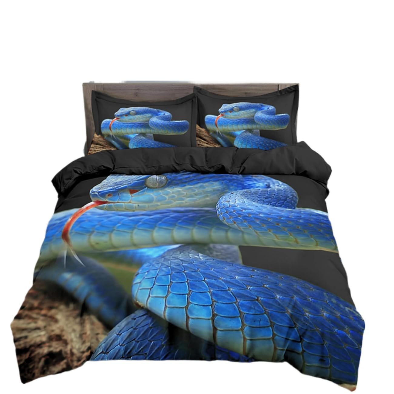 Snake Duvet Cover Animal Snake Quilt Covers Pillowcases Bedding Set King Queen Full Twin Size Bed Sets 2/3pcs Bedclothes with Pillowcase (US Queen,3)