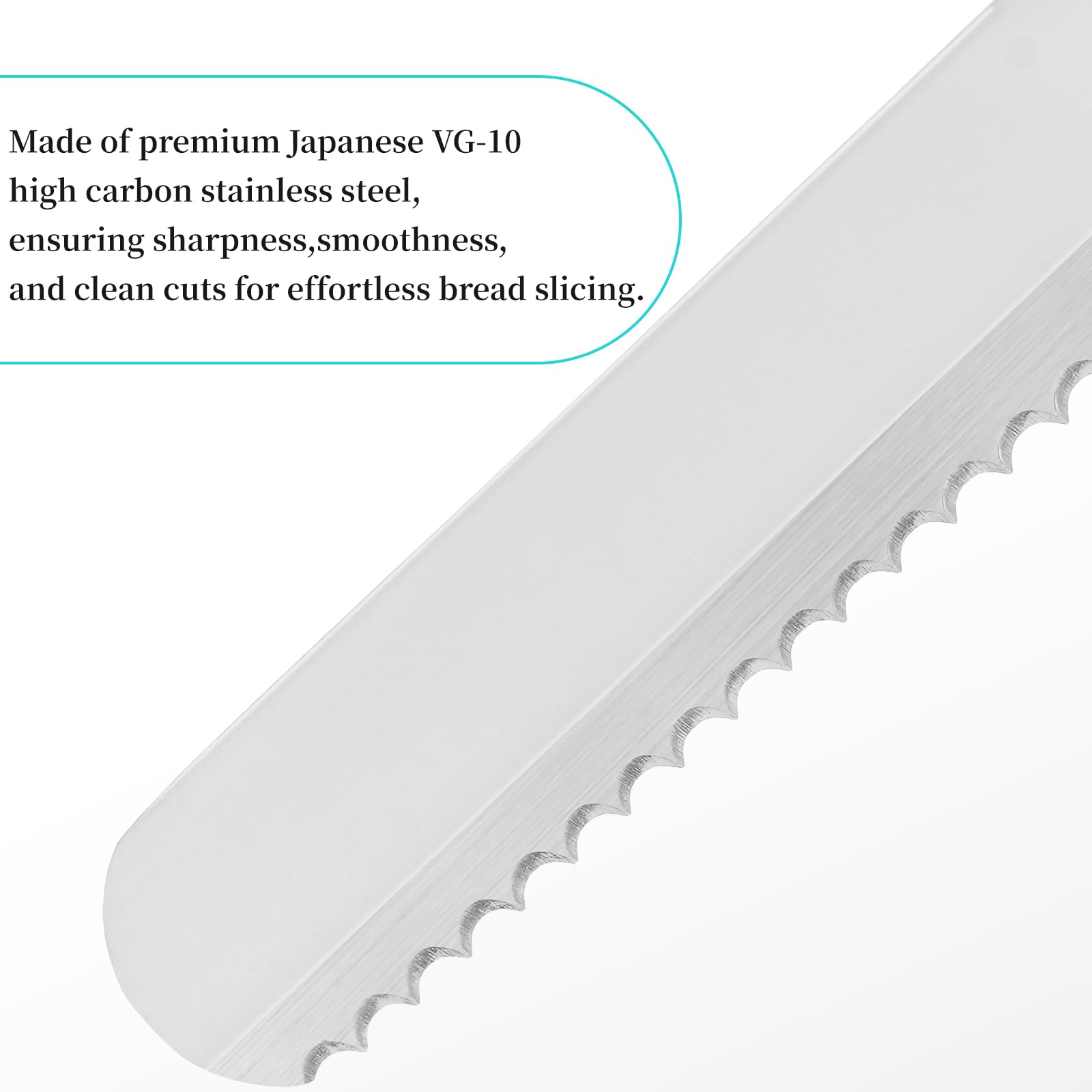 COZYRA Wave Edge Black Precision High Carbon Stainless Steel Bread Knife - Ideal for Effortlessly Slicing Homemade Bread, Bagels, Pizza, and Cakes. (10 Inch)