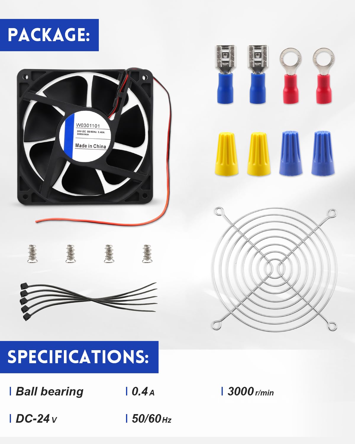 W0301112 W0301101 Fan Motor Evaporator Fit for ATOSA Undercounter Refrigerator MGF8401 MGF8401GR MGF8402，Metal Frame Housing