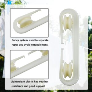 AACGIN 2 Pack Clothesline Tightener Plastic Clothesline Pulley Prevents Tangling and Twisting Clotheslines S-Shaped Clothes Line Tensioners for Long Clothesline and Heavy Duty - Off-White