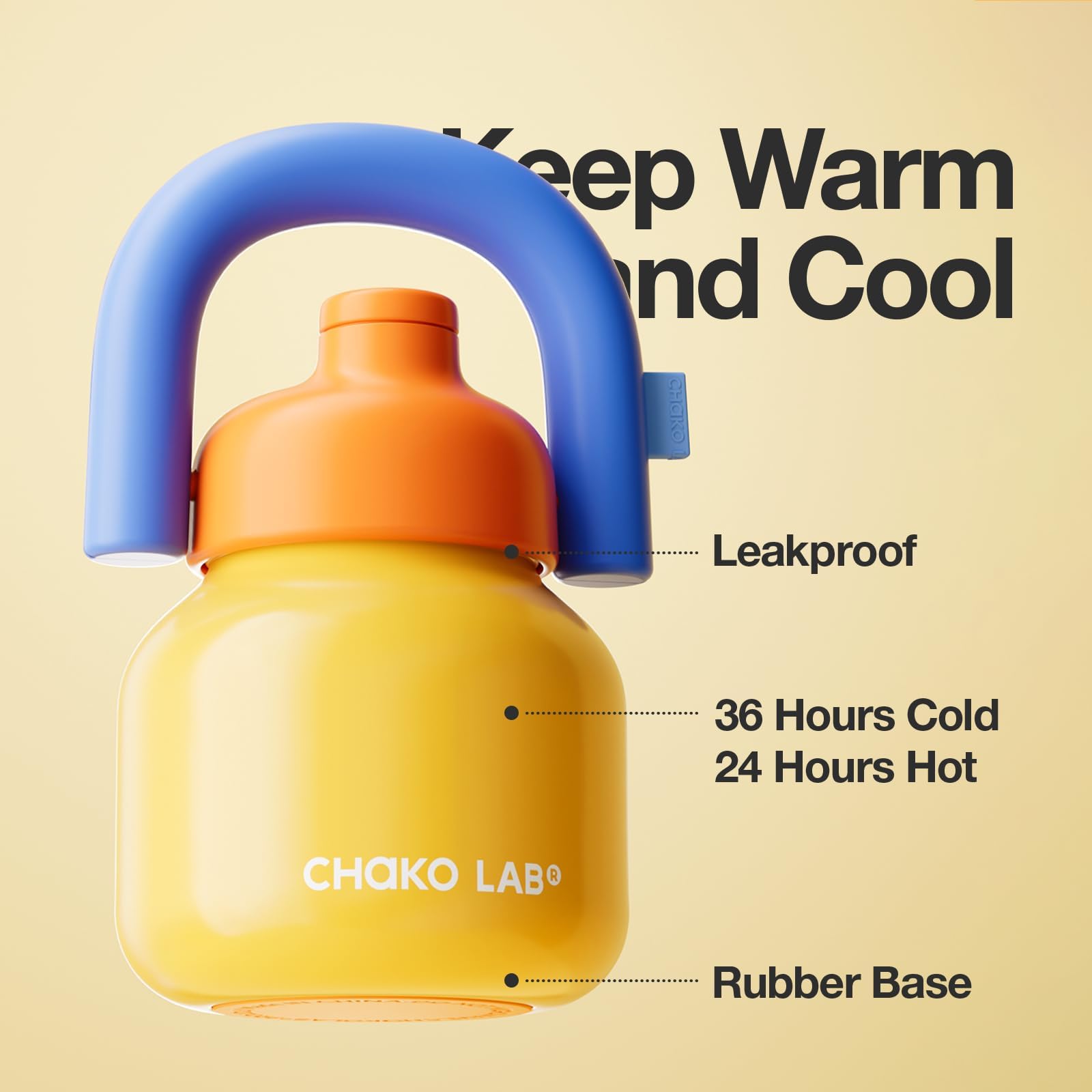 CHAKO LAB Insulated Water Bottle,Stainless Steel with Straw,Yellow&Blue,BPA free,33 oz