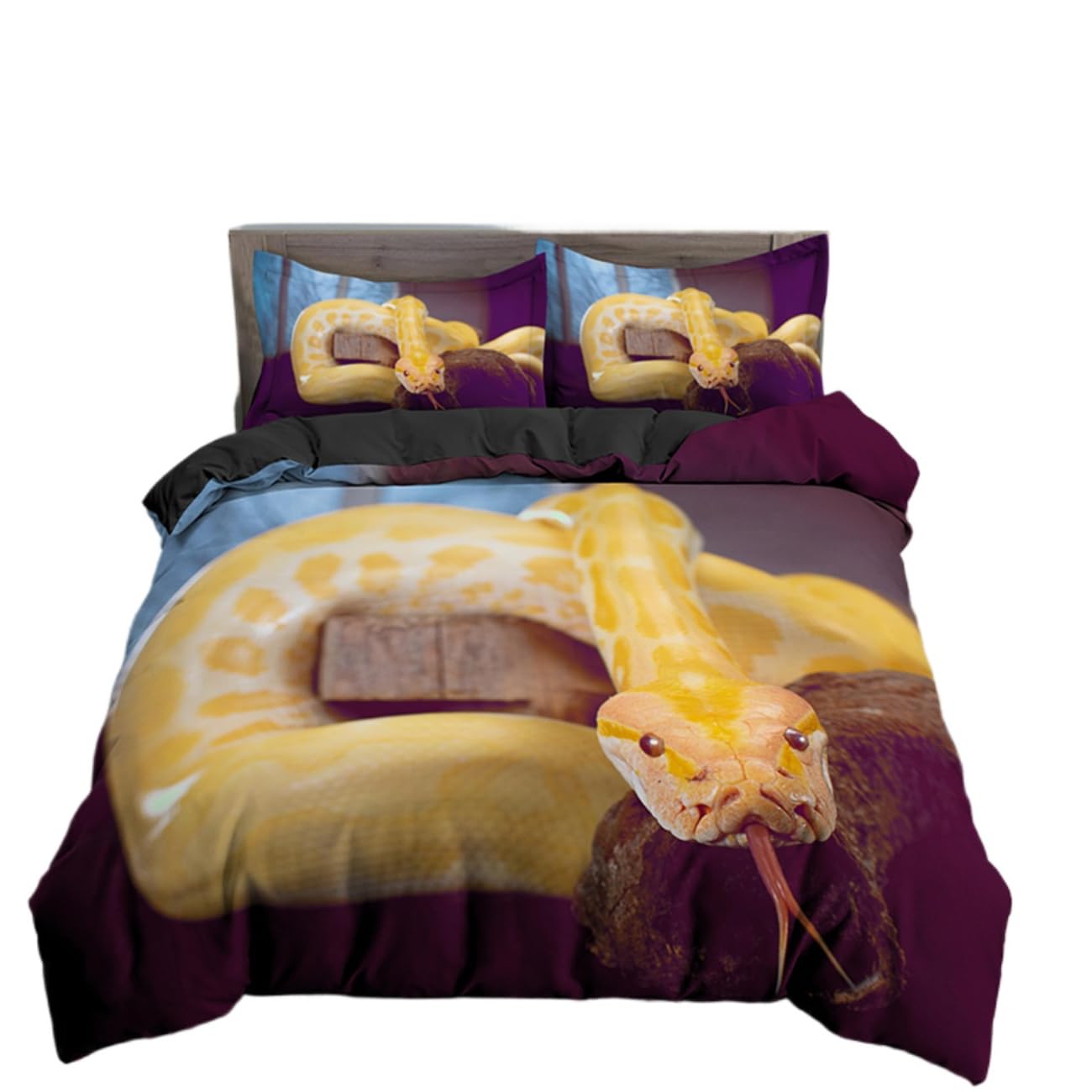 Snake Duvet Cover Animal Snake Quilt Covers Pillowcases Bedding Set King Queen Full Twin Size Bed Sets 2/3pcs Bedclothes with Pillowcase (US Queen,3)