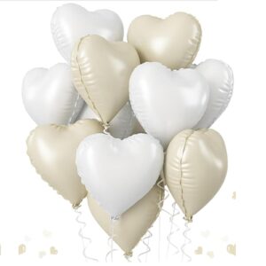 totelux white heart balloons wedding decorations love foil balloons cream white heart aluminum balloons set for birthday engagement bridal shower anniversary celebration party decor supplies (10pcs)