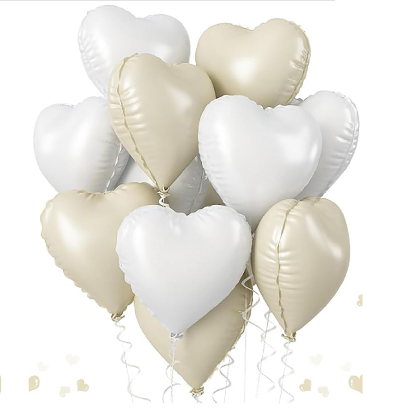 Totelux White Heart Balloons Wedding Decorations Love Foil Balloons Cream White Heart Aluminum Balloons Set for Birthday Engagement Bridal Shower Anniversary Celebration Party Decor Supplies (10Pcs)