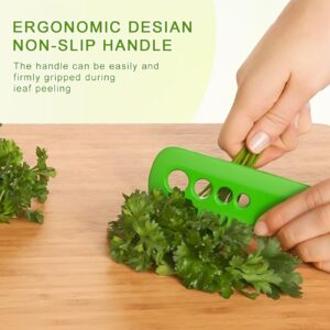 2 Pcs Herb Stripper Tool, Vegetable Herb Eliminator Comb for Kale,Chard, Collard Greens, Thyme, Basil, Cilantro Tool Kitchen Gadgets Green Leaf Herb Stripper (Green)