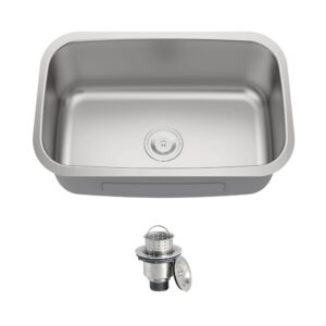 JoviPrime 27 Inch Undermount Kitchen Sink 18 Gauge Stainless Steel Spacious Single Bowl Kitchen Sinks with Strainer 27" x 18" x 9"