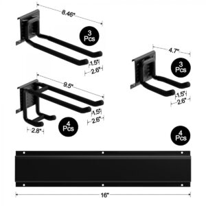 MOMINGXPENG Garage Tool Organizer Wall Mount, Garage Storage, Garage Organization,64 Inch Garage Organizer Wall Mounted,4 Rails and 10 Adjustable Hooks,Max 550lbs (Black)