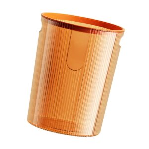 Plastic Trash Can, Small Waste Basket Clear Trash Can Plastic Wastebasket Orange Round Trash Can Garbage Container Bin for Bathroom Bedroom Living Room Kitchen Office