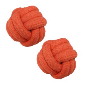 gogotail dog chew toys, dog rope balls kit 2 pack, fun interactive cotton balls for medium to large dogs with a diameter of 3 inches, relieve boredom, chewing, teething and training, light orange.