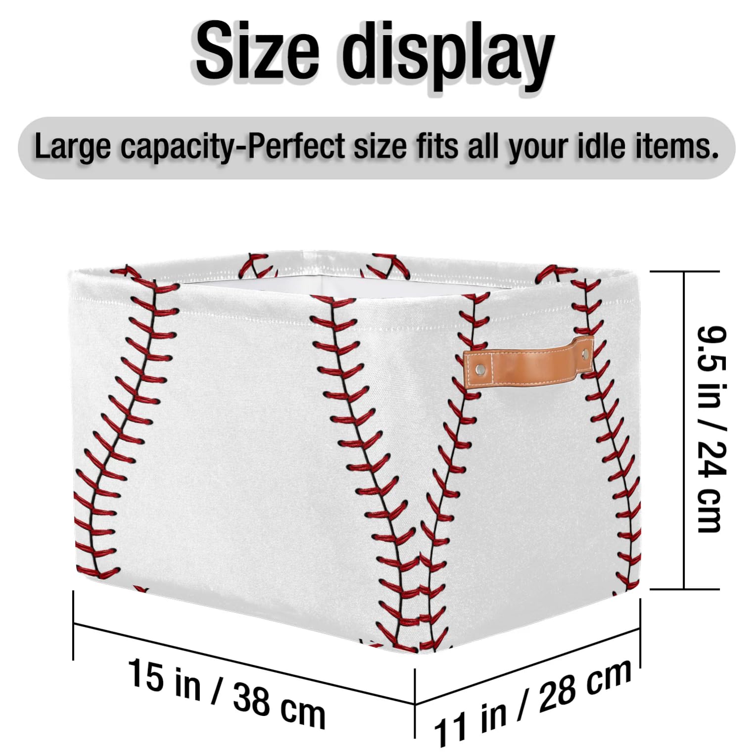 SinSenMa Baseball Lace Cube Storage Organizer Bins with Handles,Collapsible Canvas Cloth Fabric Storage Basket,Books Kids Toys Bin Boxes,Closet Gift Basket Home Decorative