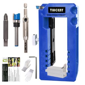 tihcxny (blue) door hinge mounting kit, door hinge clip, door hinge mortise, door hinge router template fits 3" to 5" length and 90 degree angle, 1/4" or 5/8" thickness door hinges.