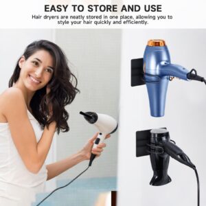 Hair Dryer Holder Wall Mounted, Hairdryer Holder for Bathroom, Blow Dryer Holder Black, Stainless Steel Hair Tool Organizer for Hair Dryer Hanger, Adhesive Hair Dryer Storage, Blow Dryer Organizer