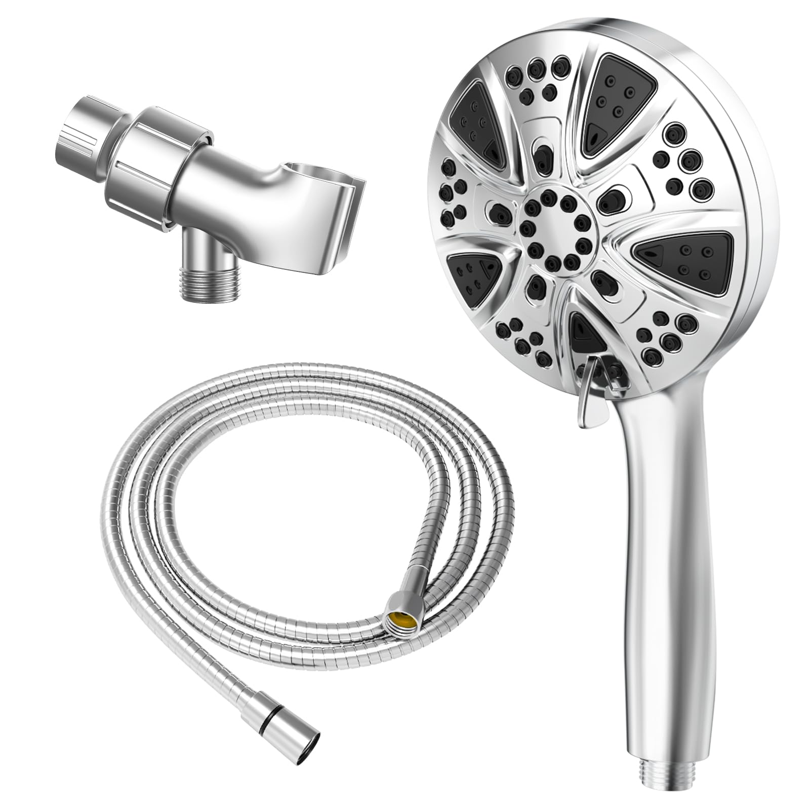 Shower Head, High Water Pressure Handheld Showerhead With 5 ft Stainless Steel Hose and Adjustable Bracket Combo, 8 Mode Hand Heads Can Power Wash to Dathroom, Tub, Corner, Tile