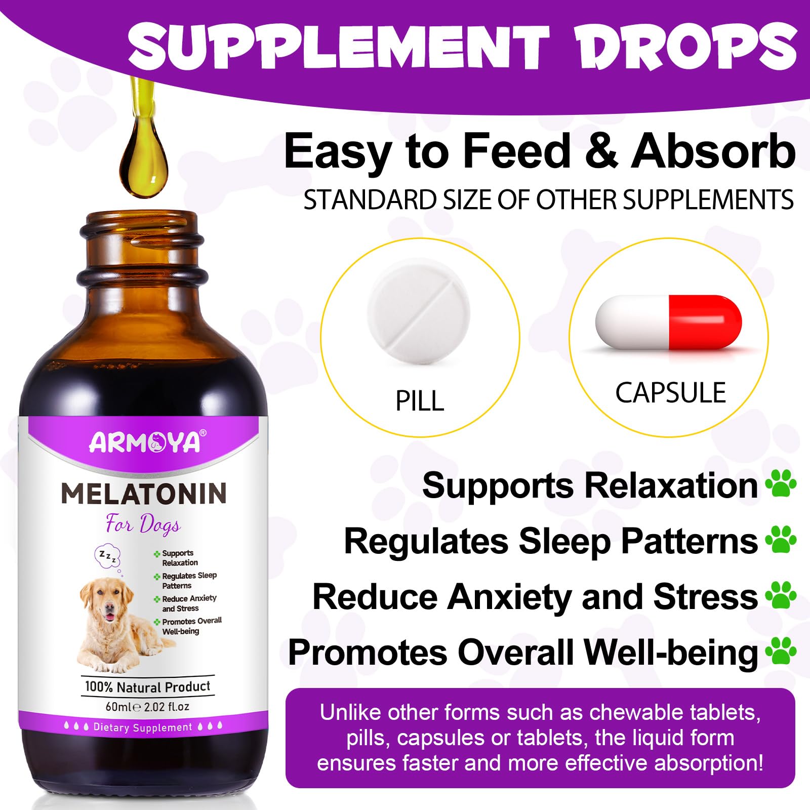 Melatonin for Dogs - Dog Melatonin - Dog Melatonin for Small Dogs - Cat Melatonin - Anxiety & Stress Relief - Promote Relaxation & Deep Sleep for Cat & Dog