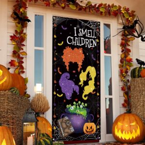 Halloween Decorations Hocus Pocus Door Cover Sanderson Sisters Banner Black Witch Decor Halloween Decorations for Home Party