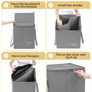 Qozary Clothes Hanger Organizer Bag-Rigid Hanger Storage Containers with Lid for Dustproof, Large Hanger Holder, Sturdy Hanger Caddy Organizer Box with Handle-Keep Hangers Separate