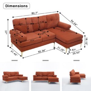 Hdxdkog L-Shaped Sectional Sofa with Pull-Out Bed 72" Sleeper Sofa Bed with Storage Chaise Lounge and Pocket, Upholstered Corner Couch for Living Room Home Office (Orang-L)