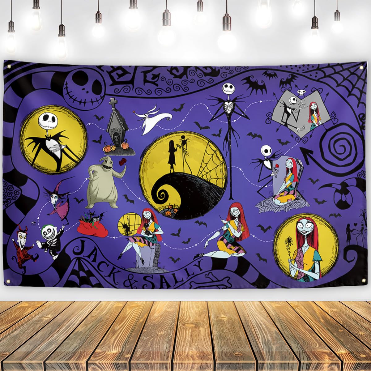 Halloween Decorations Christmas Nightmare Before Backdrop Jack Sally Gothic Banner Day of The Dead Halloween Decorations for Home Party