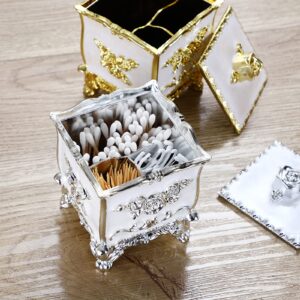 Dasdffvf Cotton Canister Dispenser Box Cotton Swab Storage Box With Lid Makeup Table Cosmetics Containers, silver