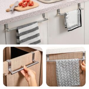 Generic Drill-Free Cabinet Hanging Rack, Over The Cabinet Towel Holder Dish Towel Holder Stainless Steel for Bathroom Kitchen (black, small)