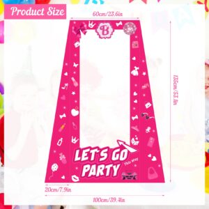 Hot Pink 4.5ft Tall Life Size Stand-in Cardboard Doll Photo Booth Props for Girls Birthday Party Decorations Pink Princess Doll Theme Decor Photoshoot Let's Go Party Supplies(53.9 * 39.3inches)