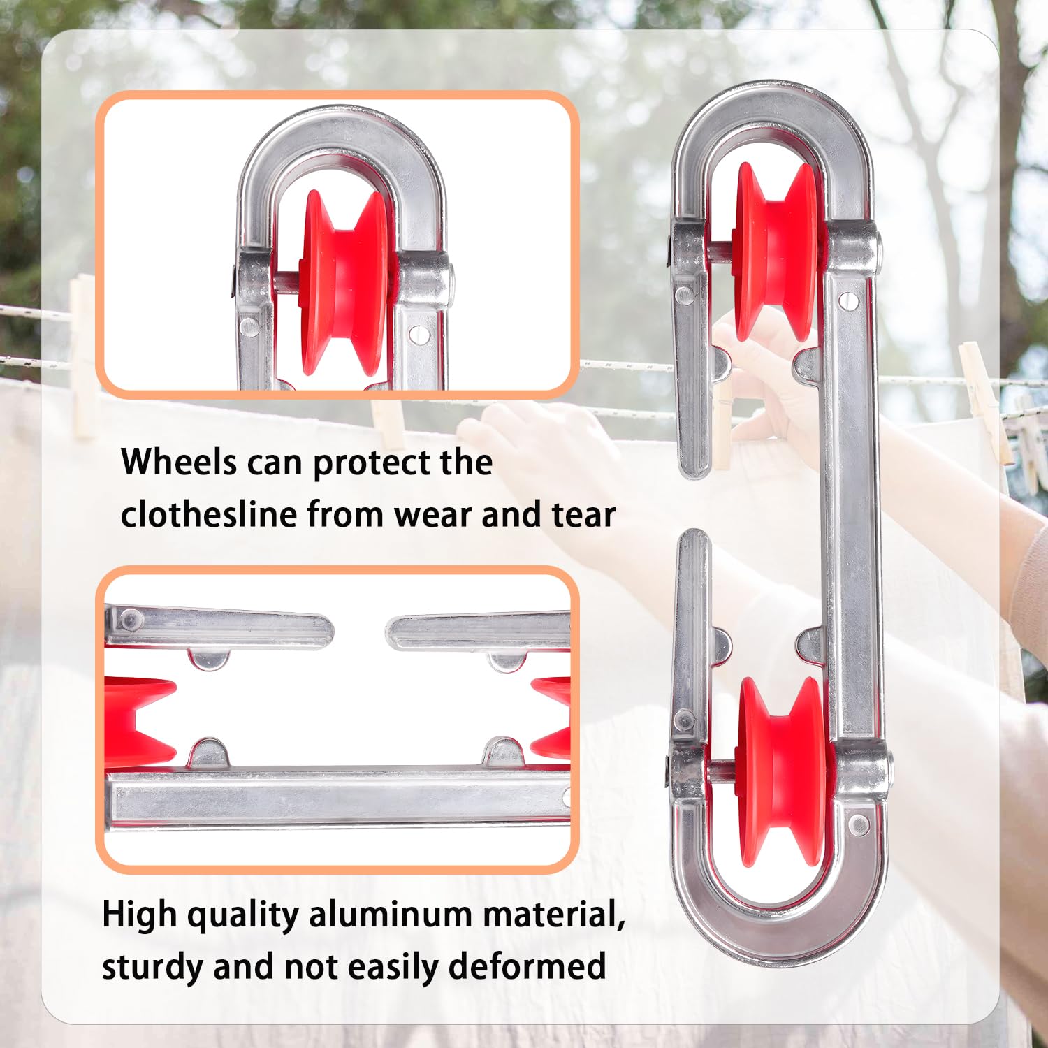 AACGIN 2 Pack Clothesline Tightener Plastic Aluminum Clothesline Pulley Prevents Tangling and Twisting Clotheslines S-Shaped Clothes Line Tensioners for Long Clothesline and Heavy Duty - Silver