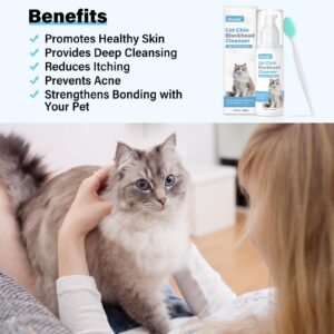 𝐎𝐢𝐯𝐨𝐥𝐢𝐢 Kitten & Cat Acne Chin Treatment, (4 fl. oz) Blackhead Cleanse Lotion & Cleansing Brush,Soothes Chin Acne, Oil Control, tightens pores, relieves Sensitivity.