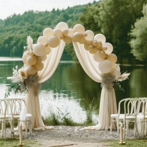 Wokceer Wedding Arch Draping Fabric 28.7" x 20FT Champagne Drapes Sheer Fabric Backdrop Arch Draping Fabric for Wedding Ceremony Birthday Party Bridal Shower Decoration