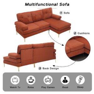 Hdxdkog L-Shaped Sectional Sofa with Pull-Out Bed 72" Sleeper Sofa Bed with Storage Chaise Lounge and Pocket, Upholstered Corner Couch for Living Room Home Office (Orang-L)