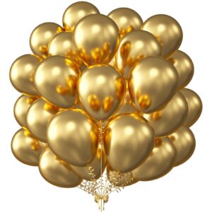 kalor 10 inch metallic gold balloons, 100 pcs latex helium metallic balloons for kid's birthday party baby shower wedding graduation graduation party decorations