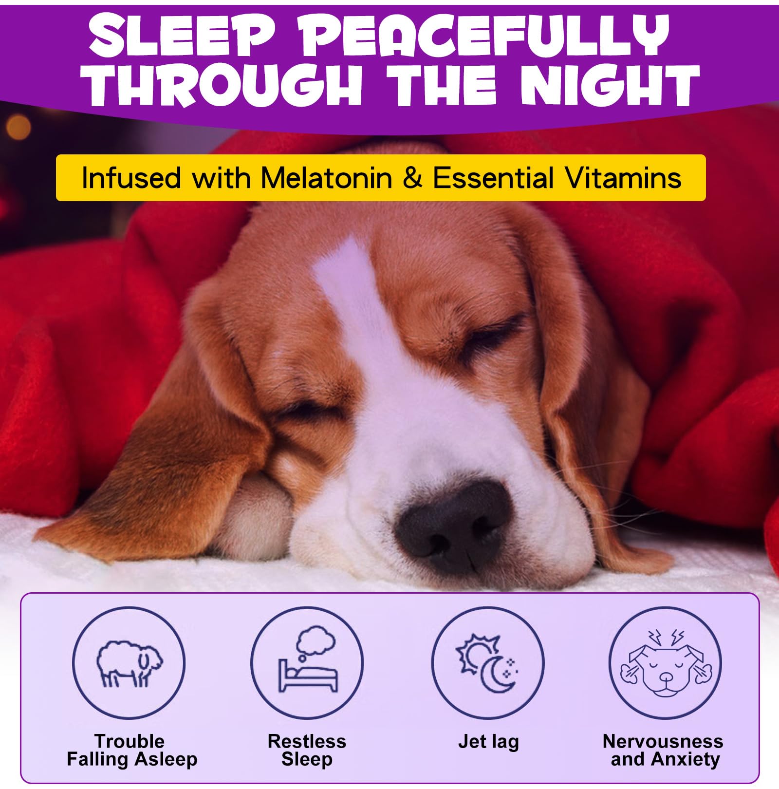 Melatonin for Dogs - Dog Melatonin - Dog Melatonin for Small Dogs - Cat Melatonin - Anxiety & Stress Relief - Promote Relaxation & Deep Sleep for Cat & Dog