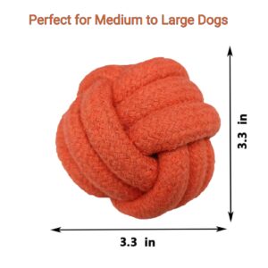 GOGOTAIL Dog Chew Toys, Dog Rope Balls Kit 2 Pack, Fun Interactive Cotton Balls for Medium to Large Dogs with a Diameter of 3 inches, Relieve Boredom, Chewing, Teething and Training, Light Orange.