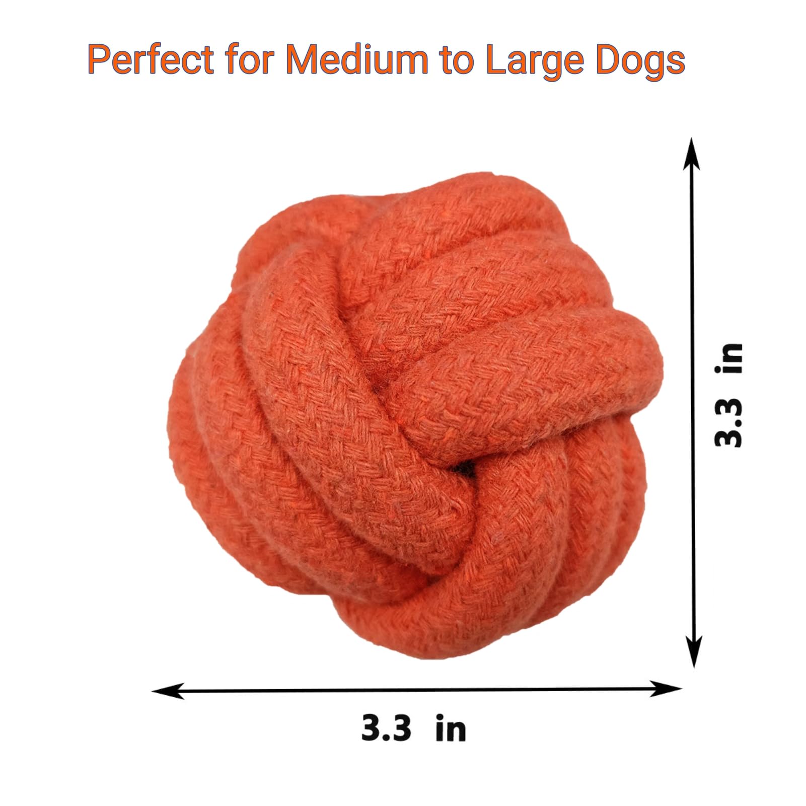 GOGOTAIL Dog Chew Toys, Dog Rope Balls Kit 2 Pack, Fun Interactive Cotton Balls for Medium to Large Dogs with a Diameter of 3 inches, Relieve Boredom, Chewing, Teething and Training, Light Orange.