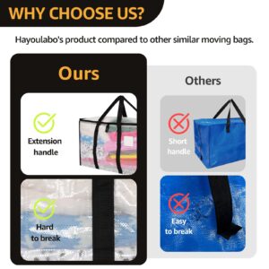 Moving Bags Heavy Duty Extra Large, Alternative for Moving Boxes & Moving Supplies, Packing Bags for College, Storage bags for Clothes with Handles, Lids & Zippers(Clear, 6 Pack)