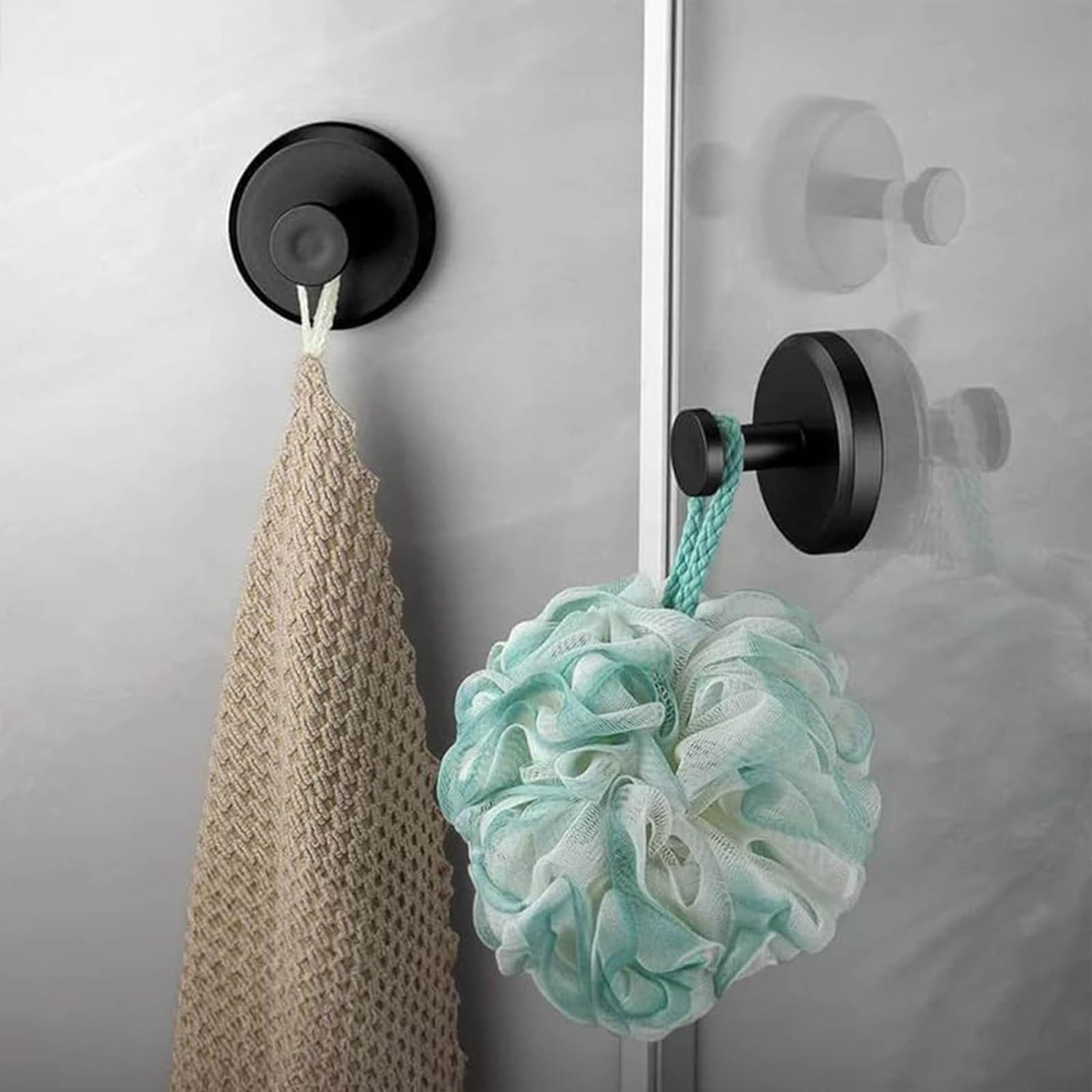 Generic Suction Cup Hooks,Stainless Steel Suction Cup Hook without Punching Or Marking Kitchen Bathroom Vacuum Suction Cup,Bathroom Hooks, Towel Hooks,Suitable for The whole house (Black)